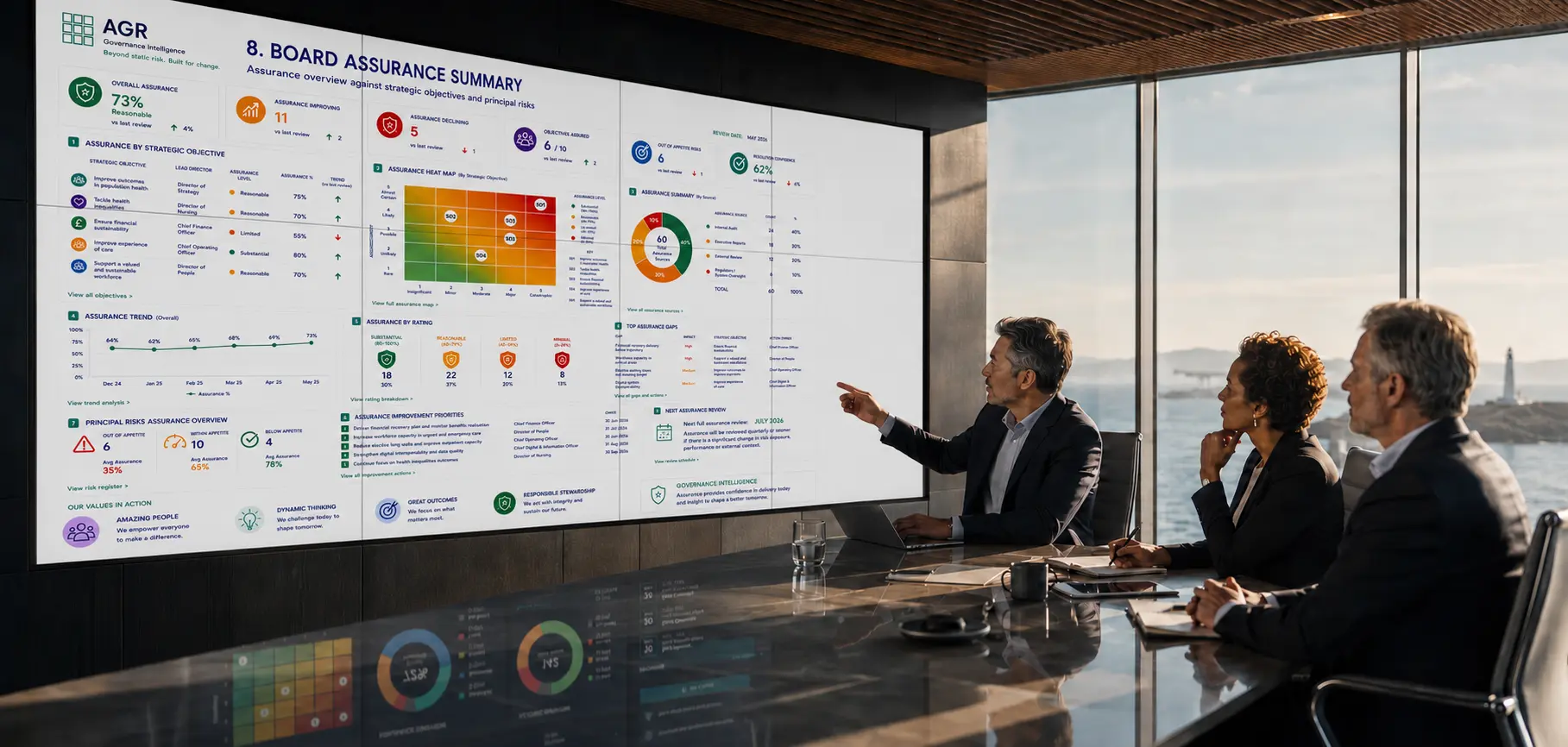Board reviewing an AGR Board Assurance Summary